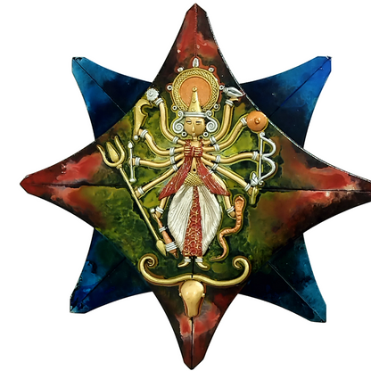 18 X 18 - Maa Durga with 10 hand Star - wall hanging - Fusion Art