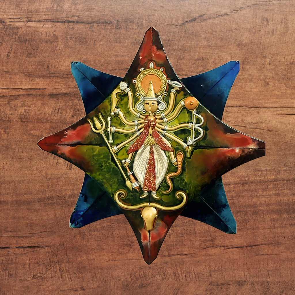 18 X 18 - Maa Durga with 10 hand Star - wall hanging - Fusion Art