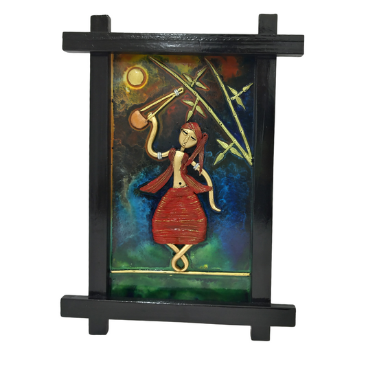 14 X 10 - Single Baul playing ektara under a bamboo tree - Wall Hanging - Fusion Art